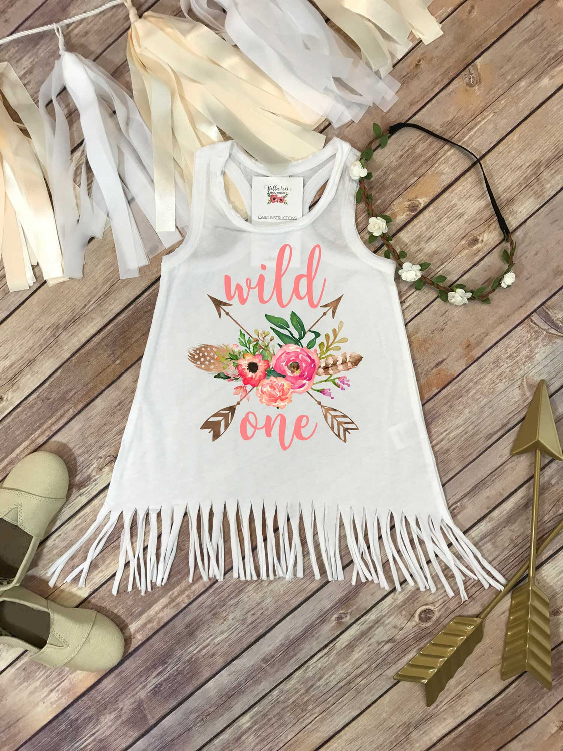 Wild One, First Birthday, Girl Birthday Dress, Boho Birthday, 1st Birthday, Fringe Birthday Dress, Floral Birthday,1st Birthday Outfit,Peach