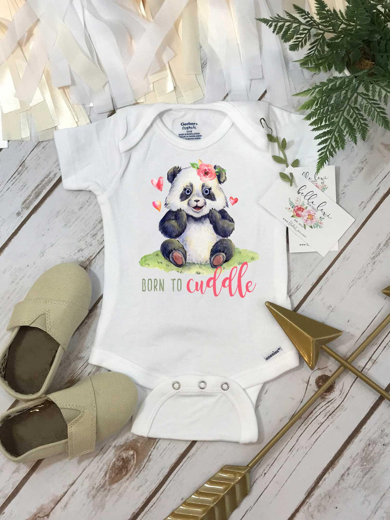 Girl Onesie®, Born to Cuddle, Baby Shower Gift, Panda Baby shirt, Newborn Girl Gift, Baby Girl Onesie,Girl Baby Gift,Baby Girl Shower, Panda