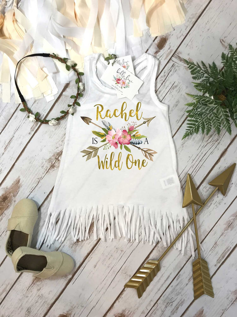 First Birthday, Wild One, Girl Birthday Dress, Personalized Birthday, 1st Birthday, Fringe Birthday Dress, Boho Birthday,Girl Birthday Shirt