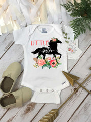 Little Sister Onesie®, Floral HORSE, Sisters Shirts, Baby Sister Horse Shirt, Sister Shirt, Family tees, Big Sister Reveal, Sisters Matching