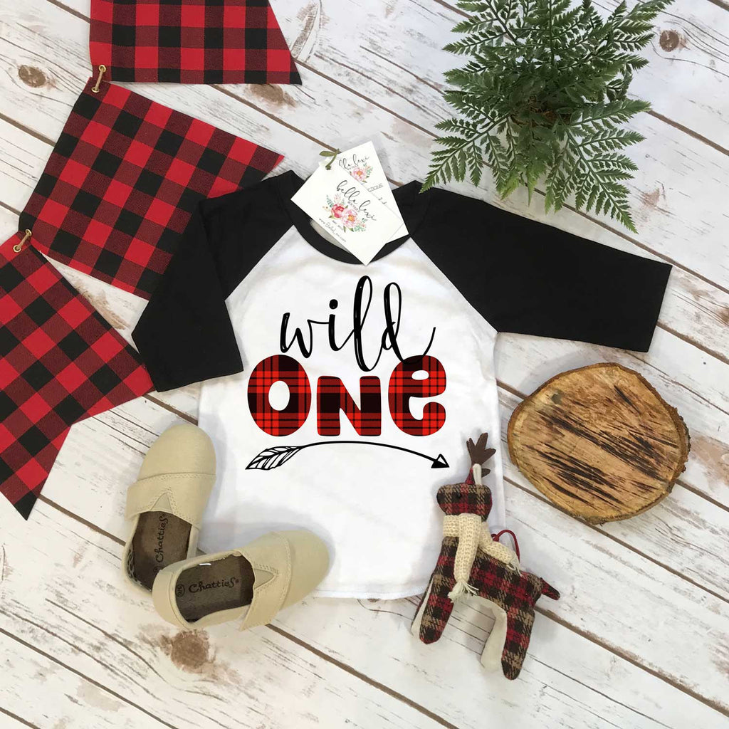 First Birthday Shirt, Lumberjack Birthday, 1st Birthday shirt, Buffalo Plaid Party, Lumberjack Party, WILD ONE PLAID,Wild One Birthday shirt