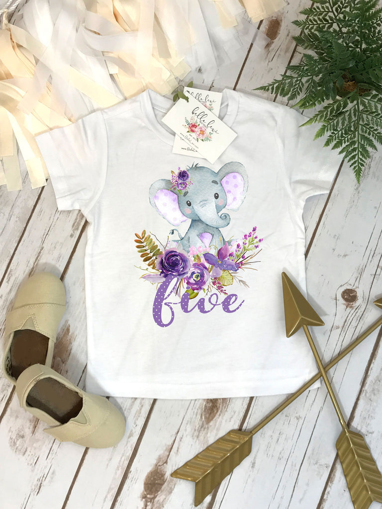 5th Birthday Shirt, Elephant Theme, Birthday Shirt, Fifth Birthday, Girl Birthday, Girl Birthday Gift, Elephant Party, Boho Birthday, Boho