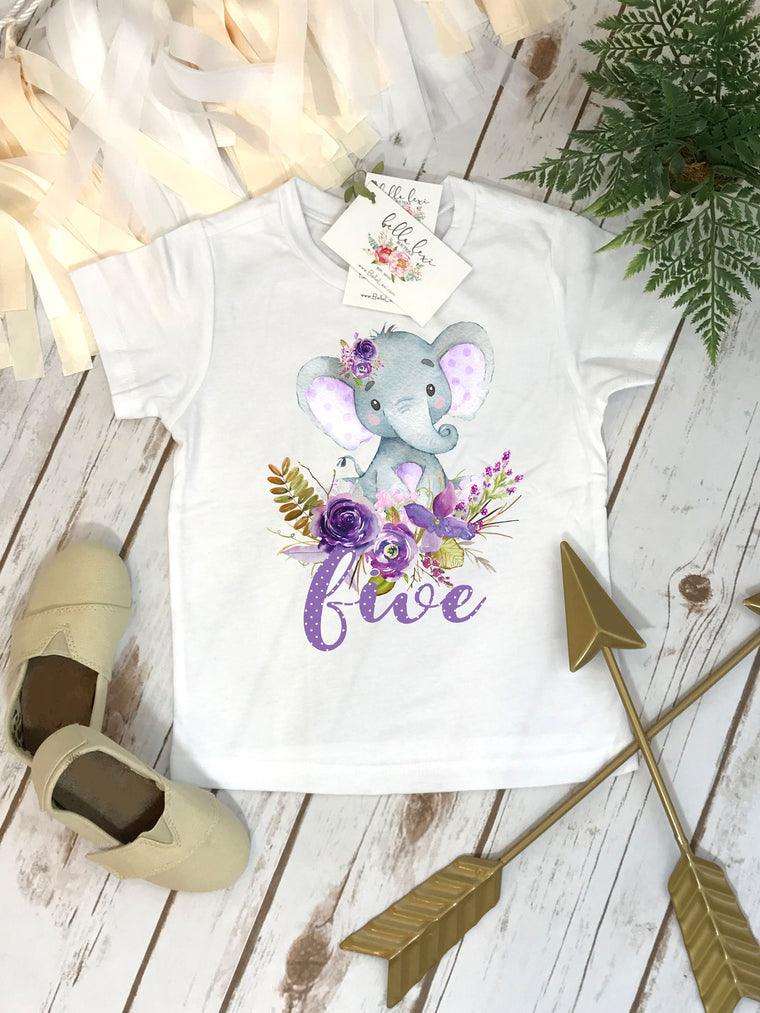 5th Birthday Shirt, Elephant Theme, Birthday Shirt, Fifth Birthday, Girl Birthday, Girl Birthday Gift, Elephant Party, Boho Birthday, Boho
