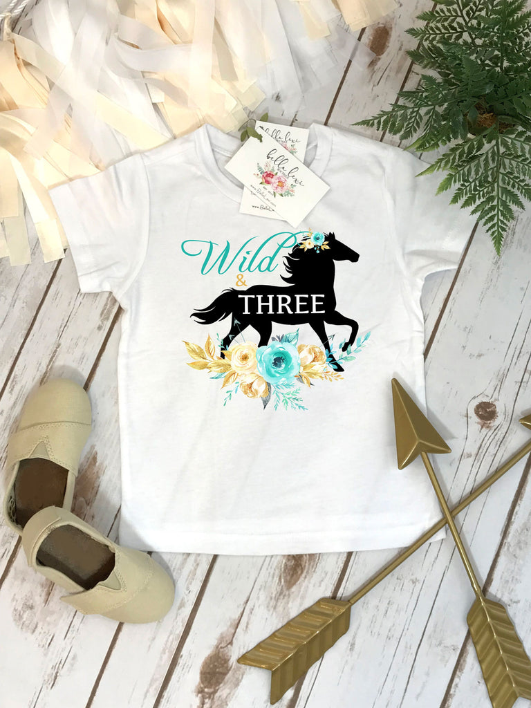 Horse Birthday, Wild and Three, Third Birthday, Horse Party, Niece Gift, Cute Girl Clothes, Cute Girl Gifts, Pony Party, 3rd Birthday, Horse