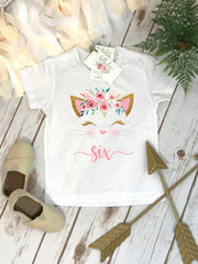 6TH Birthday Shirt, Kitten Birthday, Kitty Birthday shirt, Custom Birthday, Cat Birthday, Cat Shirt, Sixth Birthday, Girl Birthday Set, Cat