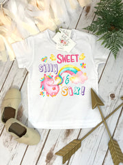 6TH Birthday Shirt, Unicorn Birthday, Rainbow Birthday shirt, Custom Birthday, Sixth Birthday, Sweet Silly Six, 6th Party, Girl Birthday Set