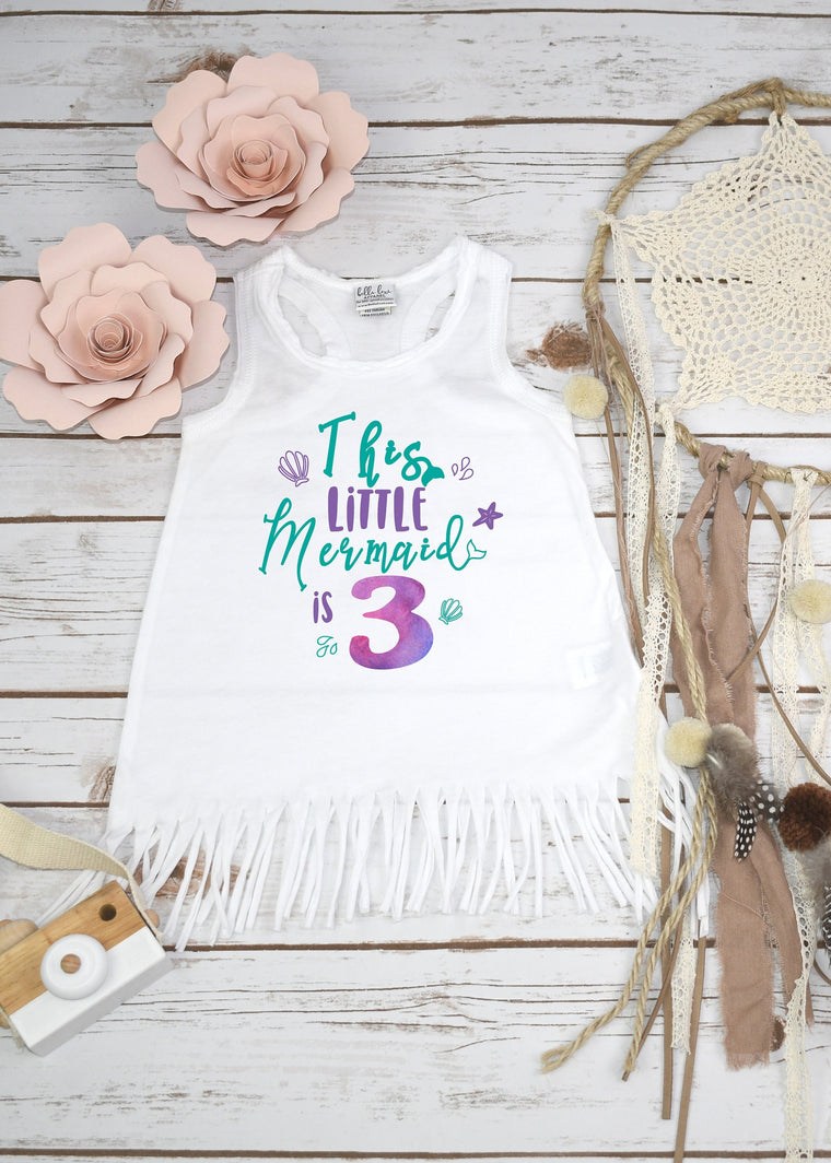 Mermaid Birthday, Third Birthday, This Little Mermaid is 3, 3rd Birthday, Mermaid Party, Mermaid Shirt, Mermaid Theme, Girl Birthday,Mermaid