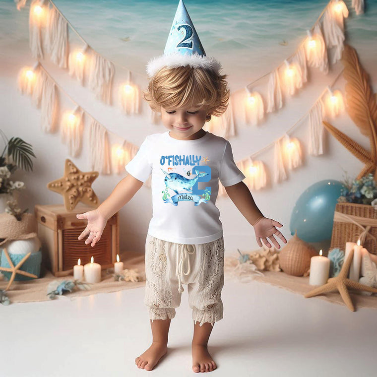Second Birthday Shirt, Under the Sea Party, Narwhal Birthday, 2nd Birthday, O'Fishally Two, Ocean Party, 2nd Birthday, Sealife birthday,