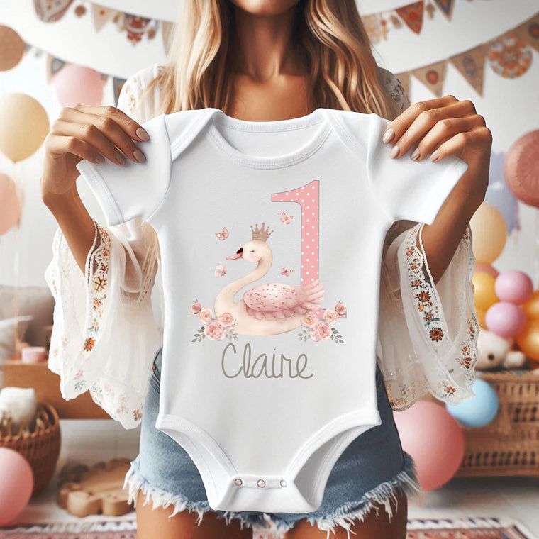 First Birthday Onesie®, Swan Party, Ballerina Birthday shirt, 1st Birthday, Girl Birthday Shirt, Fairytale Party, Swan Birthday, I am 1