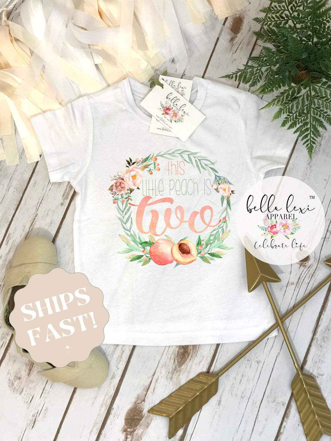 This Little Peach is Two β 2nd Birthday Outfit β Peach Theme Toddler Shirt β Floral Birthday Bodysuit β Cute Two Year Old Birthday Gift