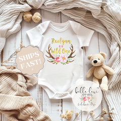 First Birthday, Wild One, Girl Birthday Dress, Personalized Birthday, 1st Birthday,Fringe Birthday Dress, Floral Deer Birthday,Girl Birthday