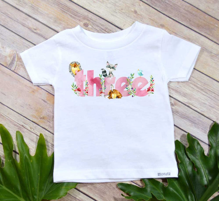 Third Birthday Shirt, Woodland ONEderland, Girl Birthday shirt, Woodland Party, Woodland Birthday, Girl Birthday shirt, Wild One Birthday,