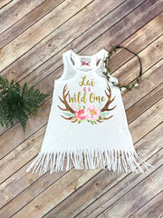 First Birthday, Wild One, Girl Birthday Dress, Personalized Birthday, 1st Birthday,Fringe Birthday Dress, Floral Deer Birthday,Girl Birthday