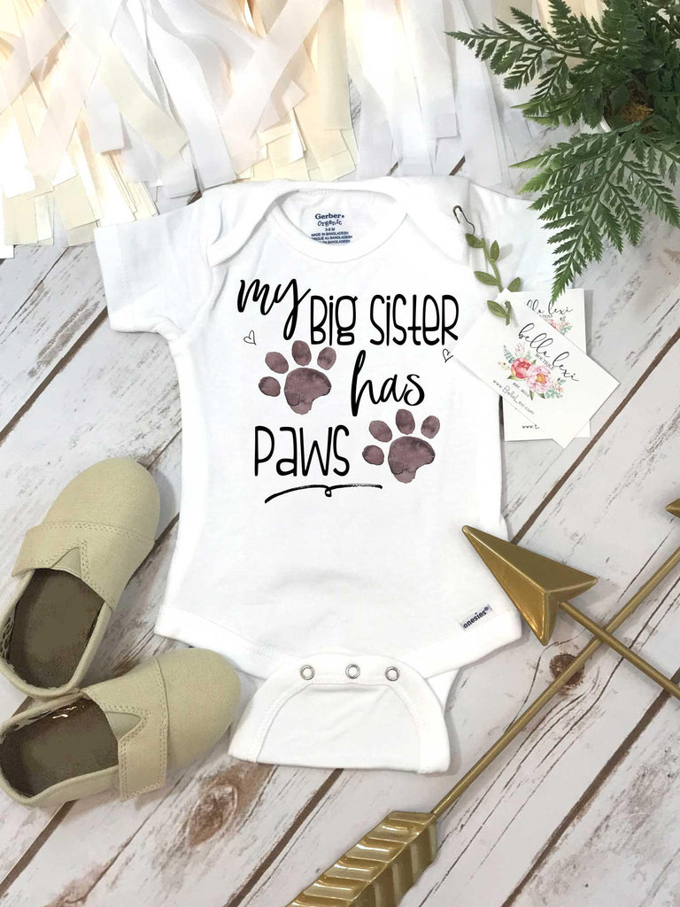 My Big Sister Has Paws, Pregnancy Announcement, Dog Shirt, Pregnancy Reveal, Baby Reveal, Baby Announcement, Fur Baby Bodysuit, Cat Shirt,