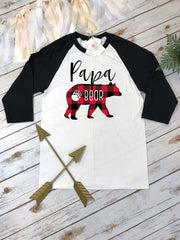Papa Bear Shirt, Daddy and Me shirts, Buffalo Plaid Party, Buffalo Plaid Shirt, Raglan Shirt, Family Outfits, Baby Shower Gift for Dad, Bear