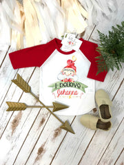 Christmas Shirt, Santa Shirt, Personalized Christmas Shirt, I Believe Shirt, 1st Christmas, My First Christmas, Personalized Baby Gift, Red