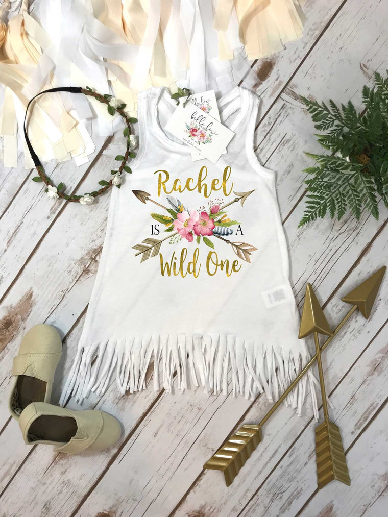 First Birthday, Wild One, Girl Birthday Dress, Personalized Birthday, 1st Birthday, Fringe Birthday Dress, Boho Birthday,Girl Birthday Shirt