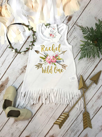 First Birthday, Wild One, Girl Birthday Dress, Personalized Birthday, 1st Birthday, Fringe Birthday Dress, Boho Birthday,Girl Birthday Shirt