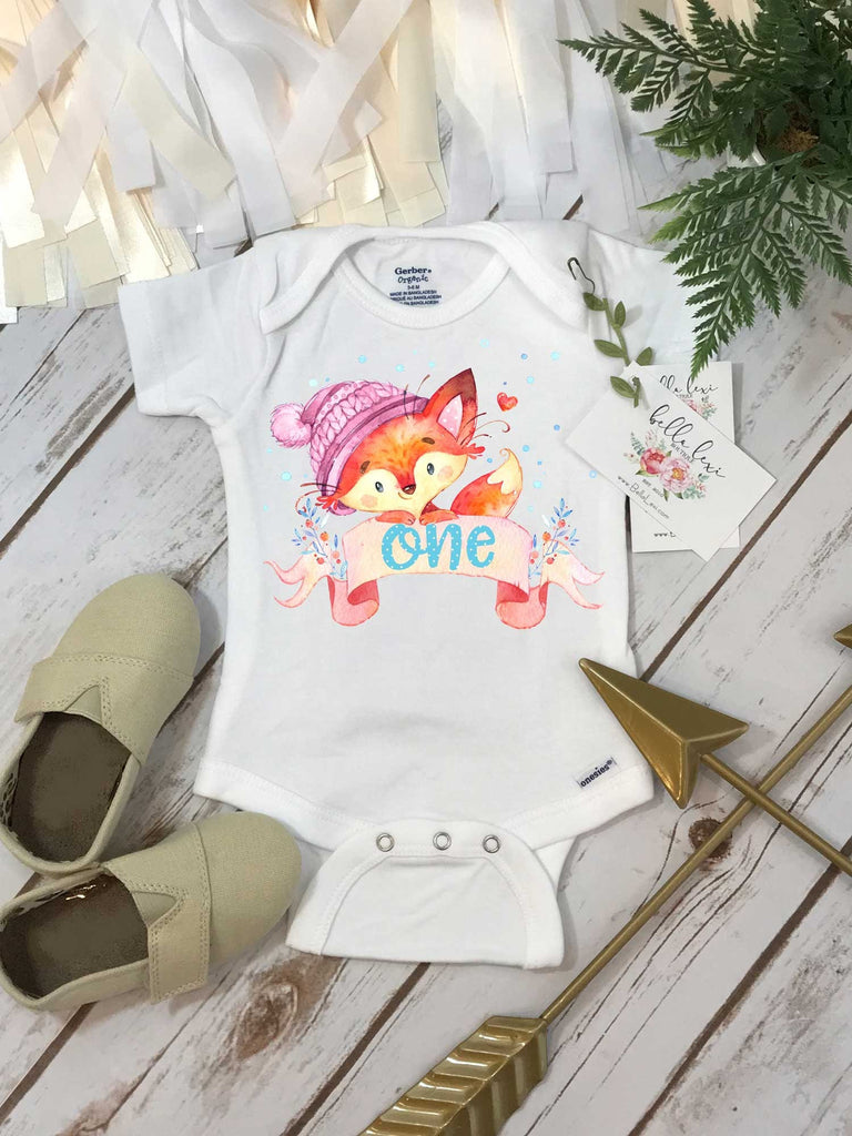 Birthday Onesie®, Winter ONEderland, 1st Birthday, Woodland Birthday, Winter Birthday Shirt, Fox Birthday Onesie, Girl Birthday Shirt, Fox