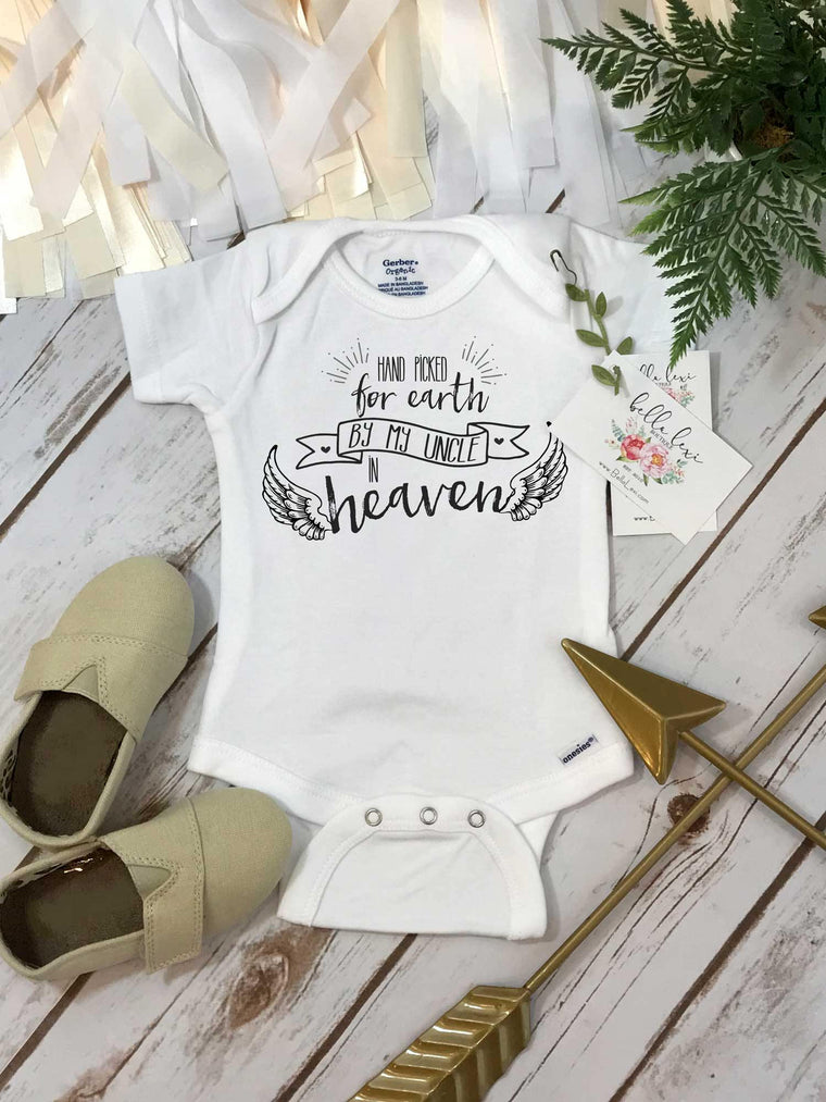 Uncle Memorial, Hand picked By My Uncle in Heaven, Uncle Memorial shirt, In Memory of my Uncle, Memorial Baby Reveal, Memorial Baby Onesie®