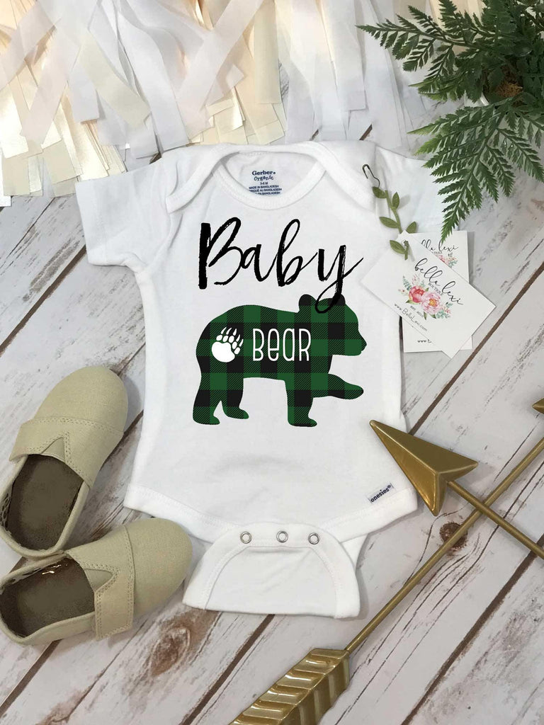 Baby Bear Onesie®, Buffalo Plaid Shirt, Baby Bear Shirt, Family Shirts, Matching Bear Shirts, Green Buffalo Plaid, Family tees, Mommy and Me