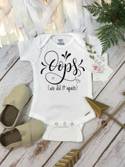 Pregnancy Announcement, Funny Baby Reveal, Pregnancy Reveal Onesie®, Oops We Did it Again, Baby Announcement, Expecting Again, Baby Reveal,