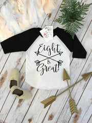 Eighth Birthday, Eight is Great, Boy Birthday Shirt, 8th Birthday, Cool Birthday, Boy Birthday Theme, I am Eight, Girl Birthday, Arrow Shirt