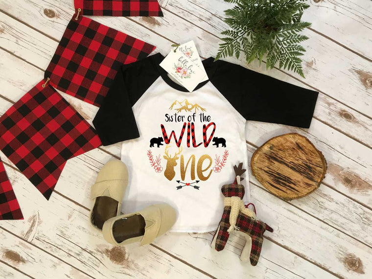 First Birthday Shirt, Buffalo Plaid Birthday, 1st Birthday shirt, Buffalo Plaid Party, Lumberjack Party, SISTER of the Wild One, Birthday