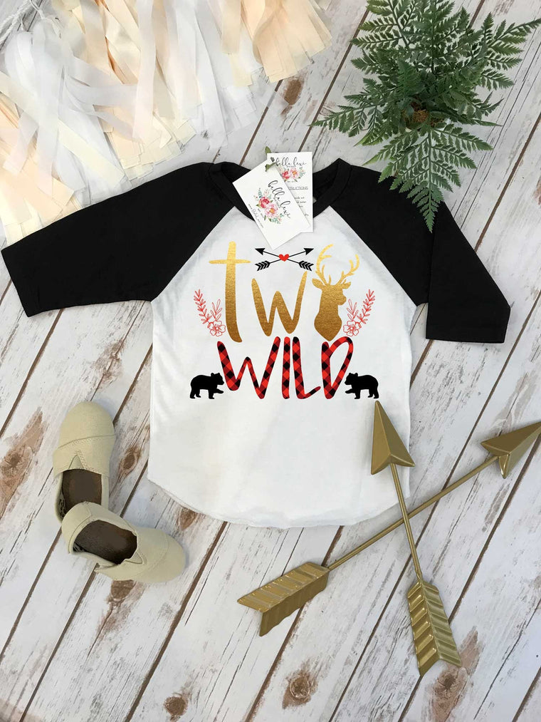 2nd Birthday Shirt, Buffalo Plaid Birthday, Second Birthday shirt, Buffalo Plaid Party, Lumberjack Party, Woodland Party Set, Wild One Girl