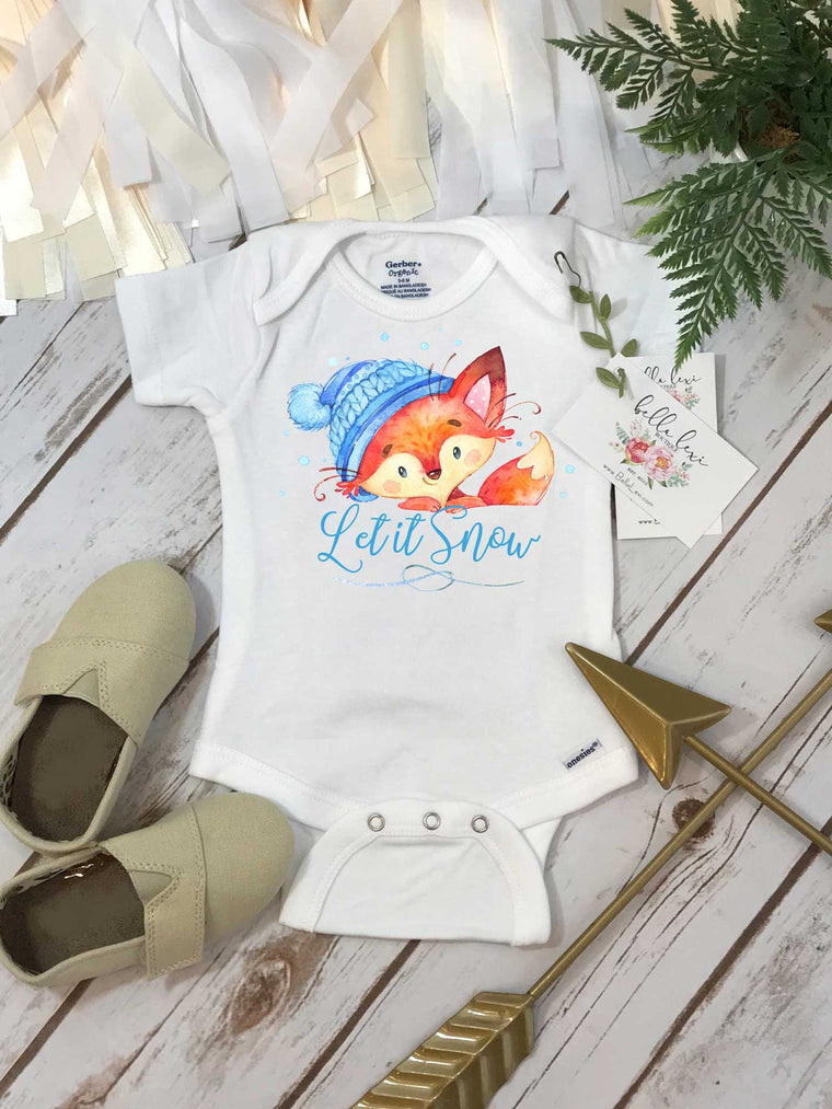 Christmas Onesie®, Let it Snow, 1st Christmas, My First Christmas, Winter Fox, Santa Fox, Winter ONEderland, Baby Shower Gift, Birthday Gift