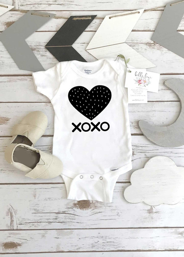 Valentine Onesie®, XOXO, Heart Onesie, 1st Valentine, Baby Shower Gift, Organic Baby, Niece Gift, First Valentine's Day, Valentine Outfit