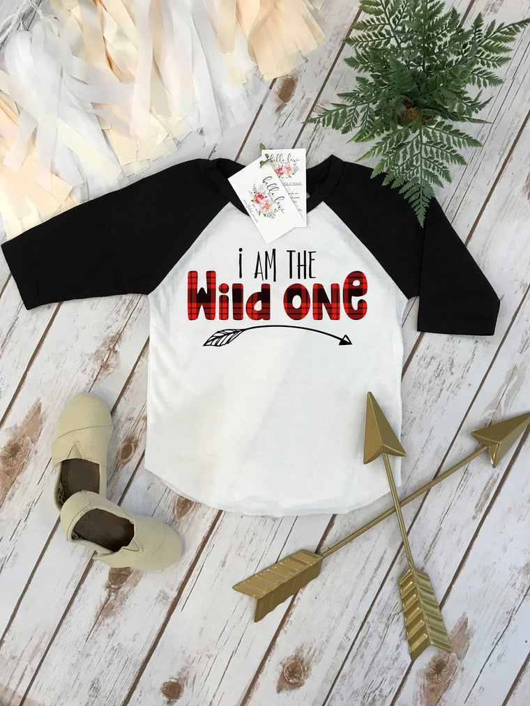 First Birthday Shirt, Lumberjack Birthday, 1st Birthday shirt, Buffalo Plaid Party, Lumberjack Party, I am the Wild One, Wild One Birthday