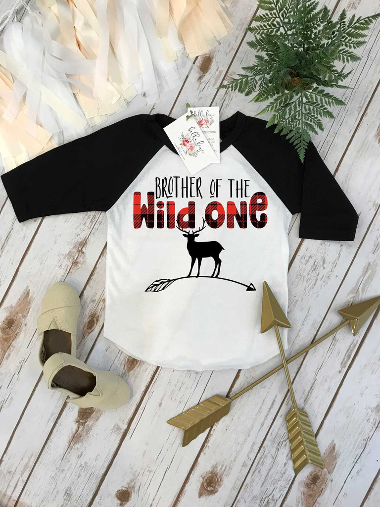 First Birthday Shirt, Lumberjack Birthday, BROTHER of Wild One, 1st Birthday shirt, Buffalo Plaid Party, Lumberjack Party, Wild One, DEER