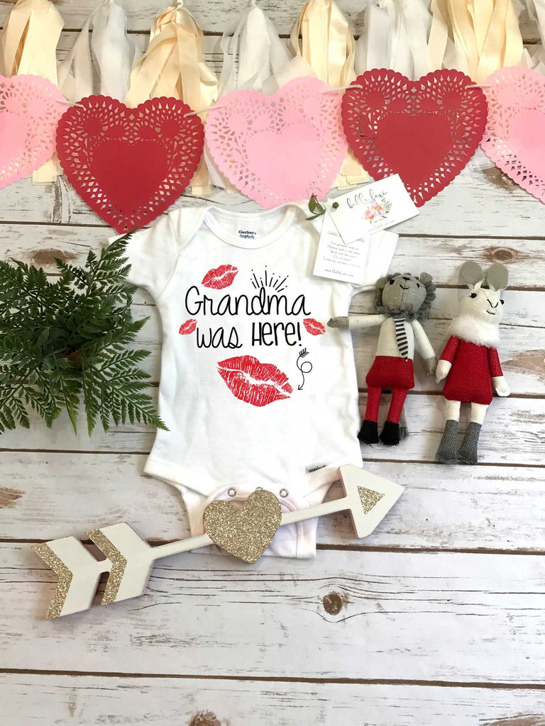 Valentine's Onesie®, Grandma was here, Grandma shirt, First Valentines, Baby Valentine Shirt, Valentine Shirts, Baby Shower Gifts, Kisses