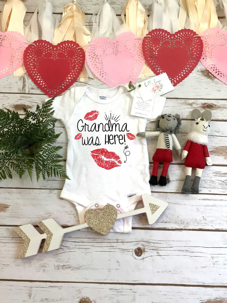 Valentine's Onesie®, Grandma was here, Grandma shirt, First Valentines, Baby Valentine Shirt, Valentine Shirts, Baby Shower Gifts, Kisses