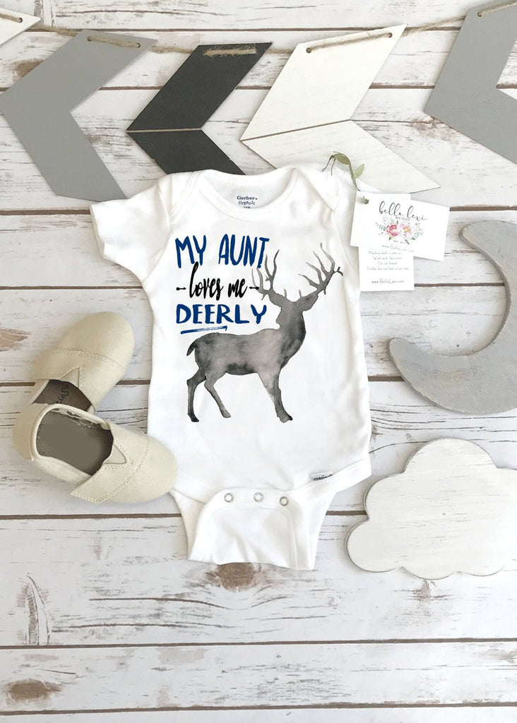 Baby Shower Gift, My Aunt Loves Me Deerly, Nephew Gift, Aunt Onesie®, Auntie shirt, Deer Theme, Auntie Gift, Best Aunt Ever, Newborn Gifts