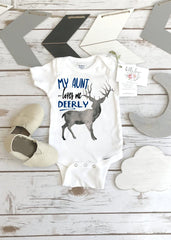 Baby Shower Gift, My Aunt Loves Me Deerly, Nephew Gift, Aunt Onesie®, Auntie shirt, Deer Theme, Auntie Gift, Best Aunt Ever, Newborn Gifts