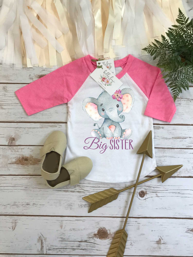 Big Sister Shirt, Big Sister Raglan, Sisters Shirts, Big Sister Elephant, Sister Set, Family tees, Big Sister Reveal,Big Sister Baseball Tee
