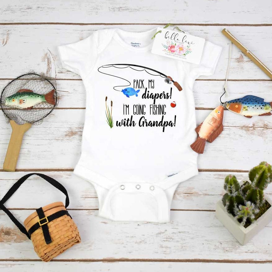 Fishing Onesie®,Pack My Diapers I'm going Fishing With Grandpa, Baby Shower Gift, Fishing Baby shirt,Fishing Buddy, Baby Announcement to Dad