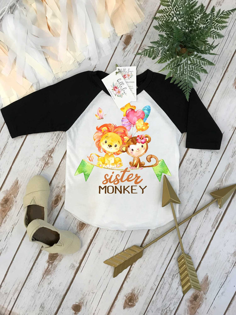 Monkey Birthday Shirt, Monkey Birthday, Sister Birthday shirt, Safari Party, Zoo Party, Monkey Party, Birthday Monkey, Safari Birthday set