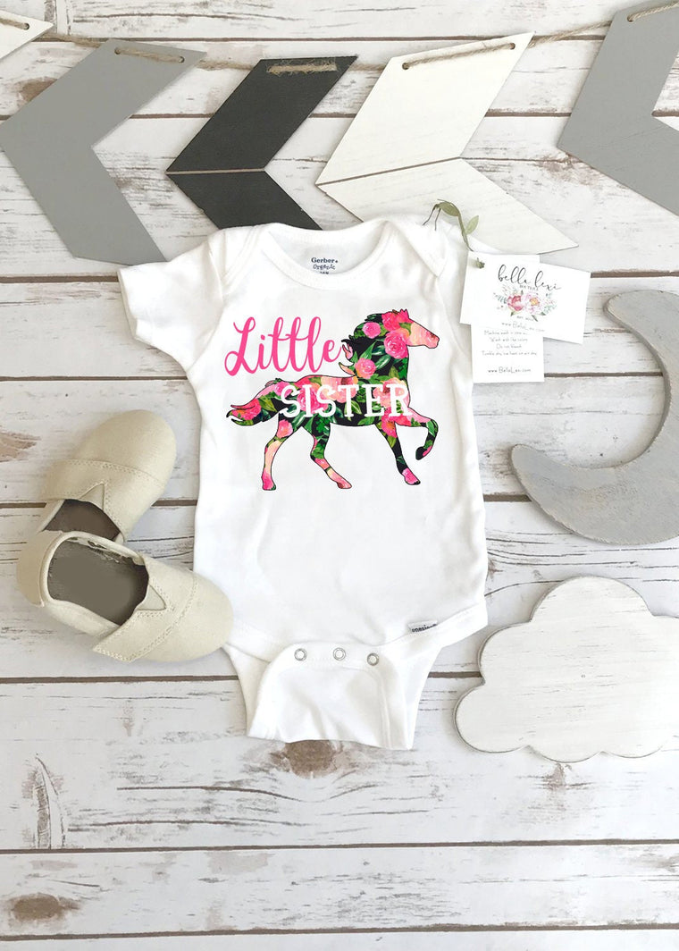 Little Sister Onesie®, Horse Onesie, Sisters Shirts, Baby Sister Shirt, Baby Sister Reveal, Baby Sister Announcement, Baby Shower Gift Ideas