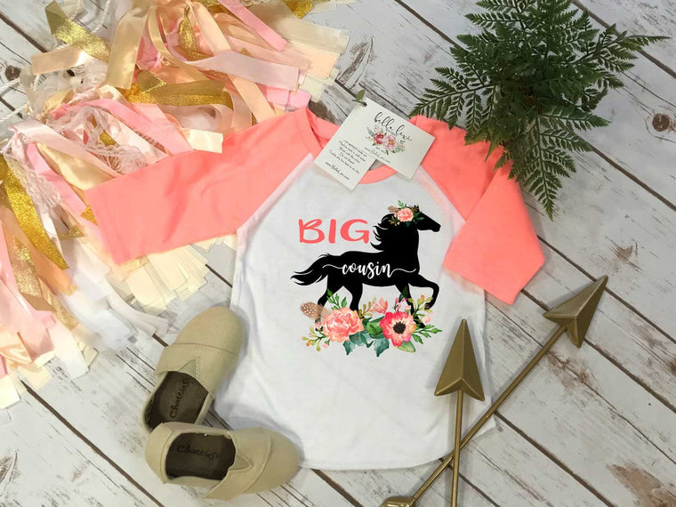 Big COUSIN Shirt, Floral Horse, Cousins Shirts, Big Cousin Shirts, Cousin Reveal Shirt, Family tees, Big Cousin Announcement, Baby Reveal