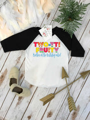 Second Birthday, Twotti Fruity theme, 2nd Birthday Shirt, Summer Birthday, 2nd Birthday, BROTHER Birthday, Fruit Party, Tutti Frutti RAGLAN