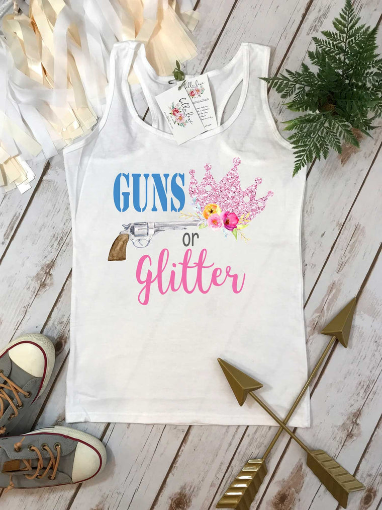 Gender Reveal, GUNS OR GLITTER, Gender Reveal Party, Pregnancy Reveal, Gender Announcement, Gender Party, Gender Reveal Shirt, Baby Shower