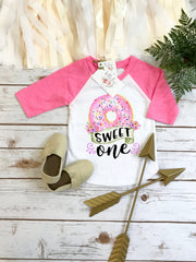 First Birthday, SWEET ONE, Donut Birthday, 1st Birthday, Donut party, Donut Theme, Girl Birthday, Birthday Shirt, Girl Birthday Gift, Donut