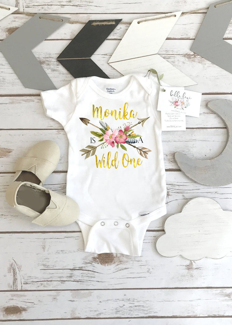 First Birthday, Wild One, Girl Birthday Onesie®, Personalized Birthday, 1st Birthday, Boho Birthday, Baby is One, Wild One Party, Flower Set