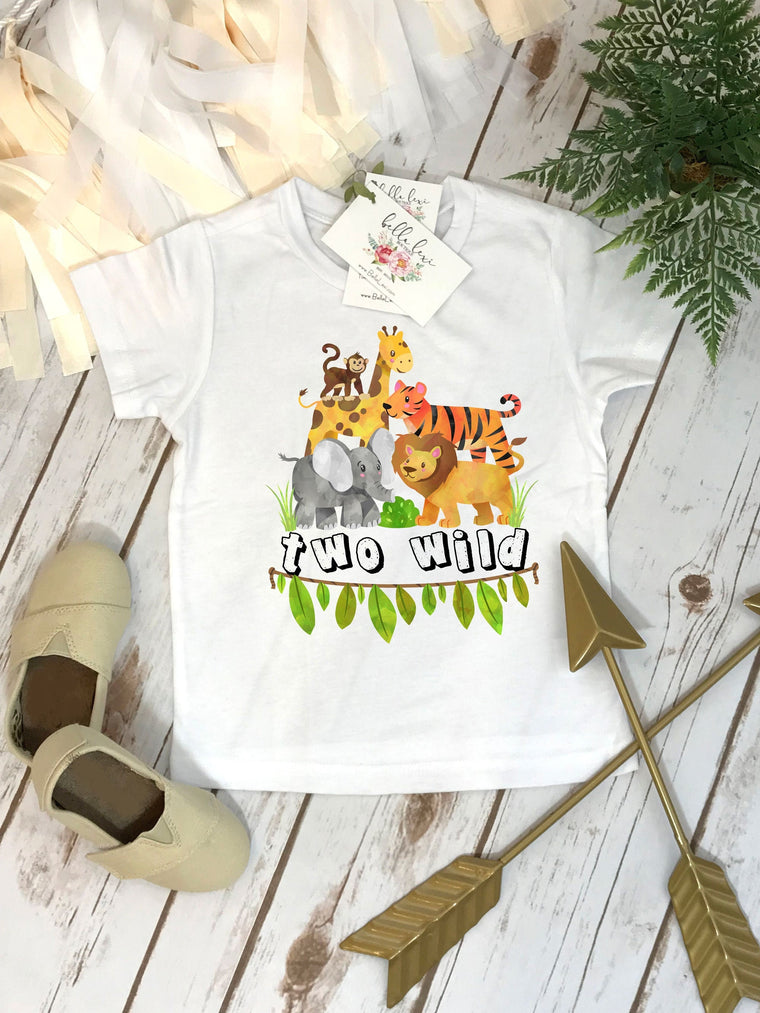 Safari Birthday Shirt, Jungle Birthday, 2nd Birthday shirt, Safari Party, Zoo Party, Animal Party Shirt, TWO WILD, Zoo Birthday set, Monkey