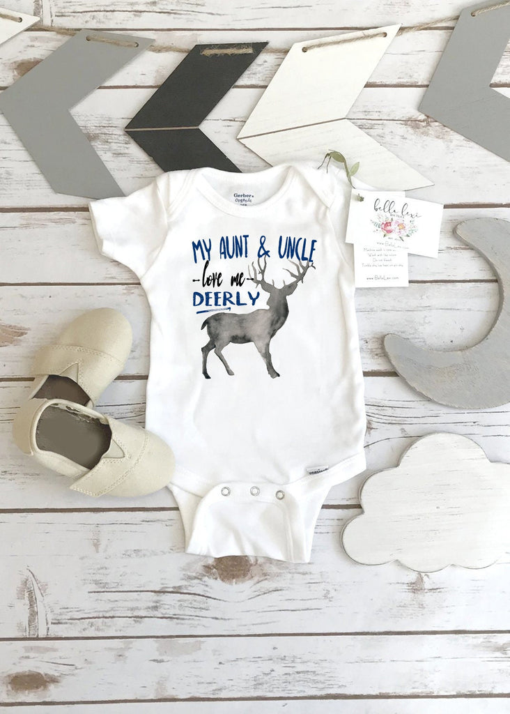 Baby Shower Gift, My Aunt & Uncle Love Me Deerly, Nephew Gift, Aunt Onesie®, Uncle Onesie, Deer Theme, Best Aunt Ever, Newborn Gifts,Newborn