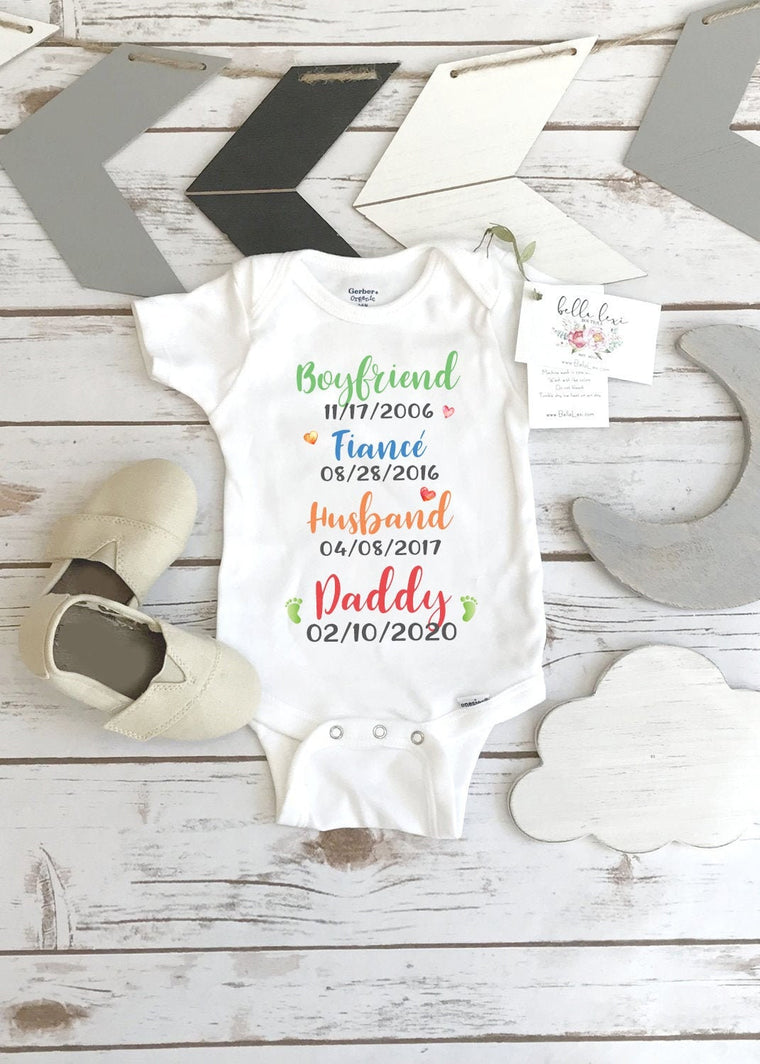 Baby Reveal Onesie®, Boyfriend Fiance Husband Daddy, Pregnancy Reveal, Personalized Baby Announcement, Pregnancy Reveal to Husband,Expecting