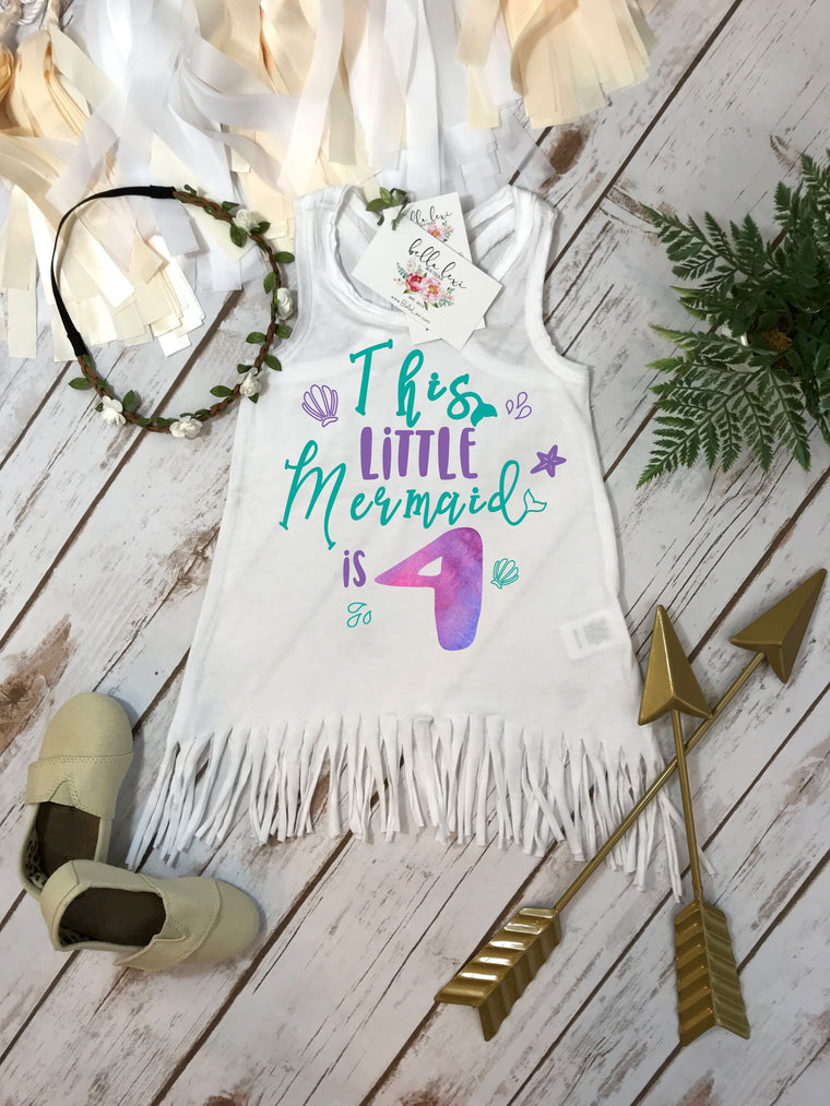 Mermaid Birthday, Fourth Birthday, This Little Mermaid is 4, 4th Birthday, Mermaid Party, Mermaid Shirt, Mermaid Theme,Girl Birthday,Mermaid